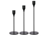 Home wedding decor 3 pack black metal matte taper candle stick holder set candelabra centerpieces candlestick holders