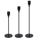 Home wedding decor 3 pack black metal matte taper candle stick holder set candelabra centerpieces candlestick holders