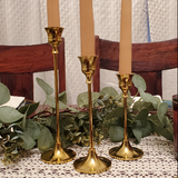 Home decor romantic vintage glossy taper tall metal gold candle stick holder set centerpiece candlestick candle holders