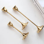 Home decor romantic vintage glossy taper tall metal gold candle stick holder set centerpiece candlestick candle holders